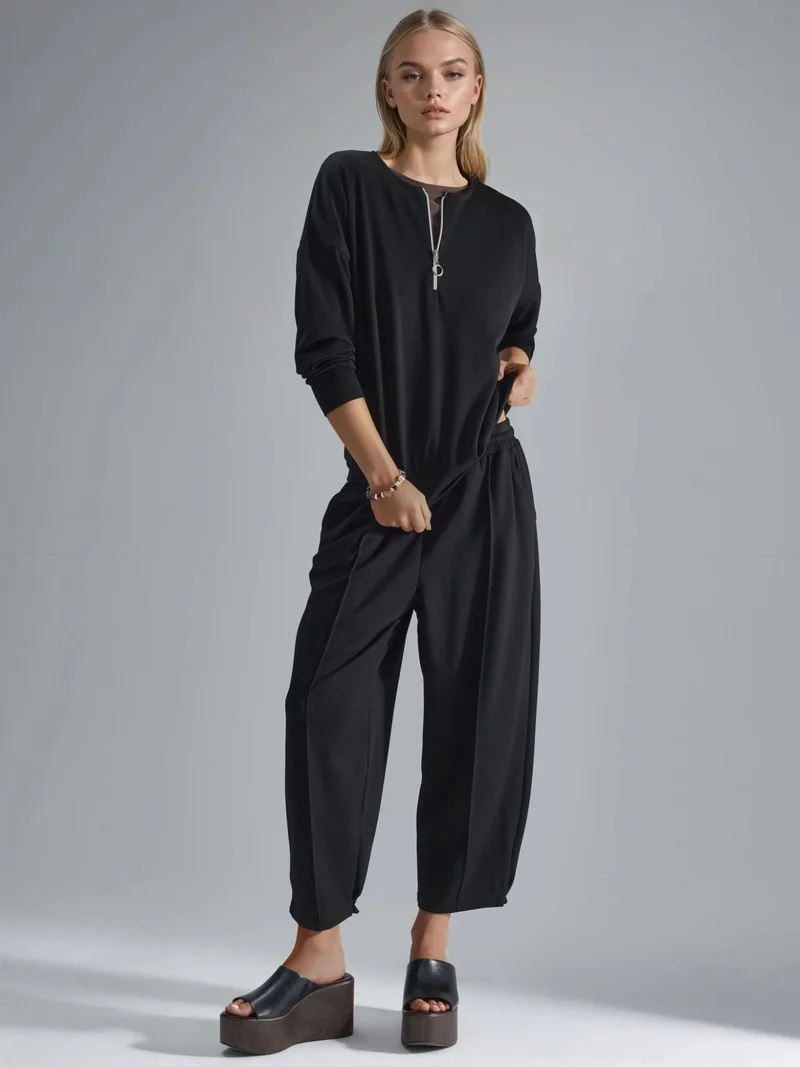 هيكاب طقم قطعتين بياقة بسحاب مودال تاتش مجموعة بيرسان